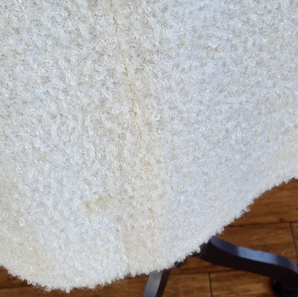 1950s Ivory Wool Boucle Swing Coat Faux Fur Collar Medium - Picture 12 of 12